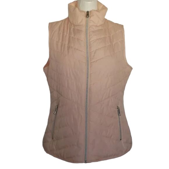 BLACK RIVET Puffer Vest, M, Pink, Zipper, Stand up collar, Pockets, Polyester - Picture 8 of 12
